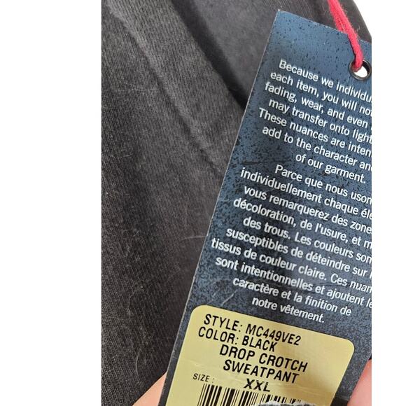 NEW True Religion XXL Black Drop Crotch Sweatpant Cotton Casual Lounge Active - Picture 4 of 6